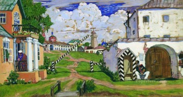 square at the exit of the city 1911 Boris Mikhailovich Kustodiev cityscape city scenes Oil Paintings